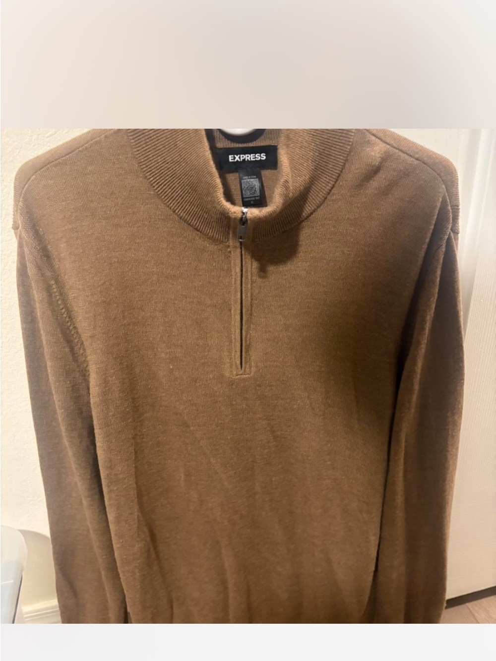Express Men's Chestnut Zip Mock Neck Sweater